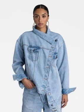 KBB by KAHLANA Women’s Asymmetrical Oversized Denim Jacket NWT